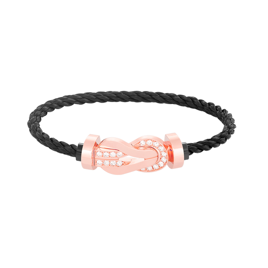 [Pearl Jewelrys]CHANCE LARGE 8 FIGURE BUCKLE HALF DIAMOND BRACELET ROSE GOLD
