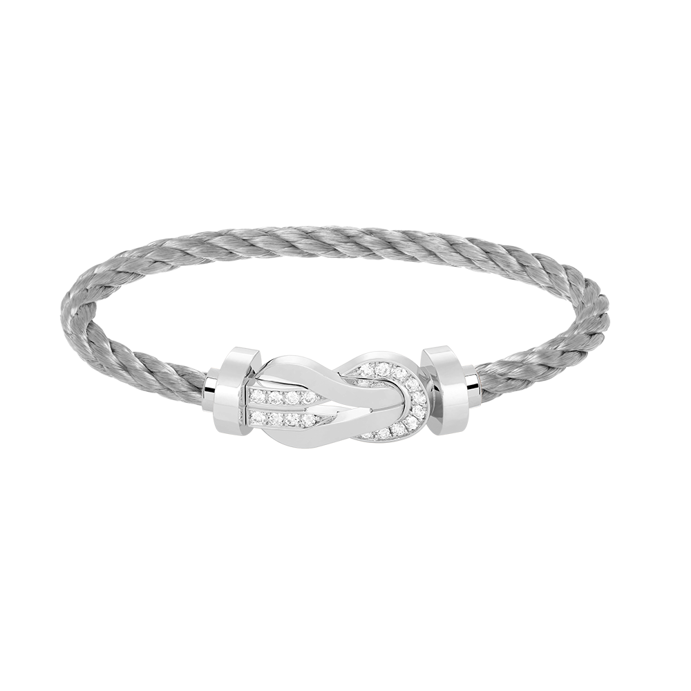 [Pearl Jewelrys]CHANCE LARGE 8 FIGURE BUCKLE HALF DIAMOND BRACELET SILVER