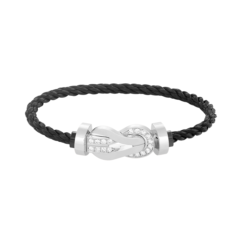 [Pearl Jewelrys]CHANCE LARGE 8 FIGURE BUCKLE HALF DIAMOND BRACELET SILVER