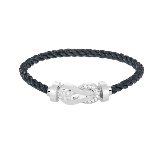 [Pearl Jewelrys]CHANCE LARGE 8 FIGURE BUCKLE HALF DIAMOND BRACELET SILVER