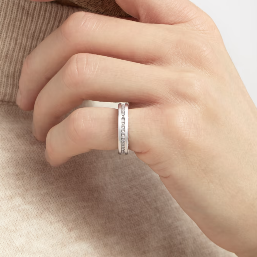[Pearl Jewelrys]ZERO 1 ONE-BAND PAVED DIAMONDS ON THE SPIRAL RING