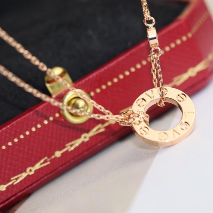 [Pearl Jewelrys]LOVE NECKLACE ADJUSTABLE ROSE GOLD 2 DIAMOND
