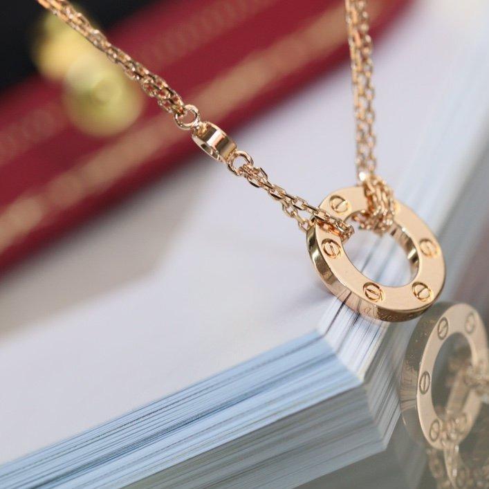 [Pearl Jewelrys]LOVE NECKLACE ADJUSTABLE ROSE GOLD 2 DIAMOND