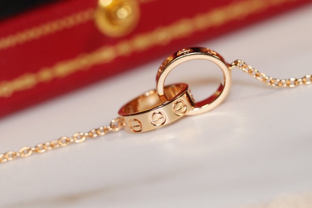[Pearl Jewelrys]LOVE NECKLACE PINK GOLD AND SILVER