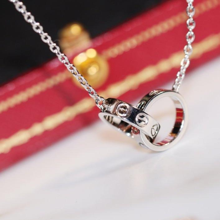 [Pearl Jewelrys]LOVE NECKLACE PINK GOLD AND SILVER