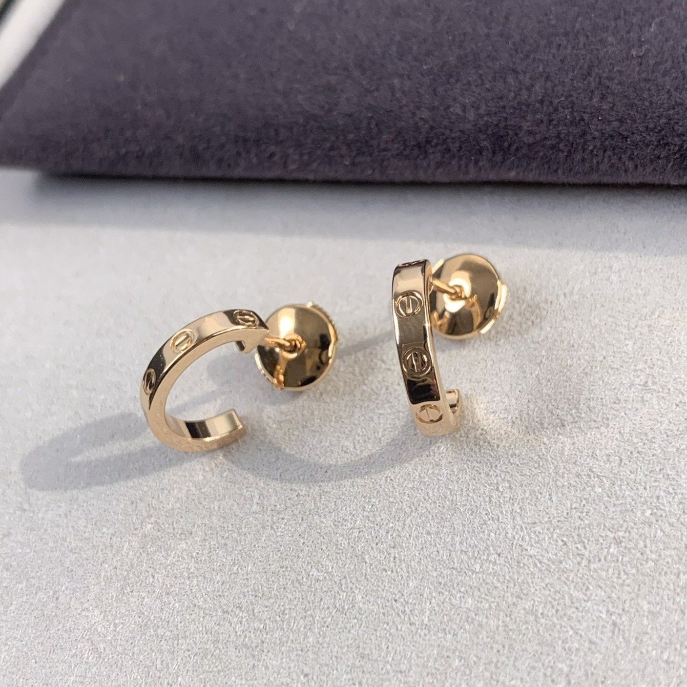 [Pearl Jewelrys]LOVE EARRINGS 2.65MM PINK GOLD