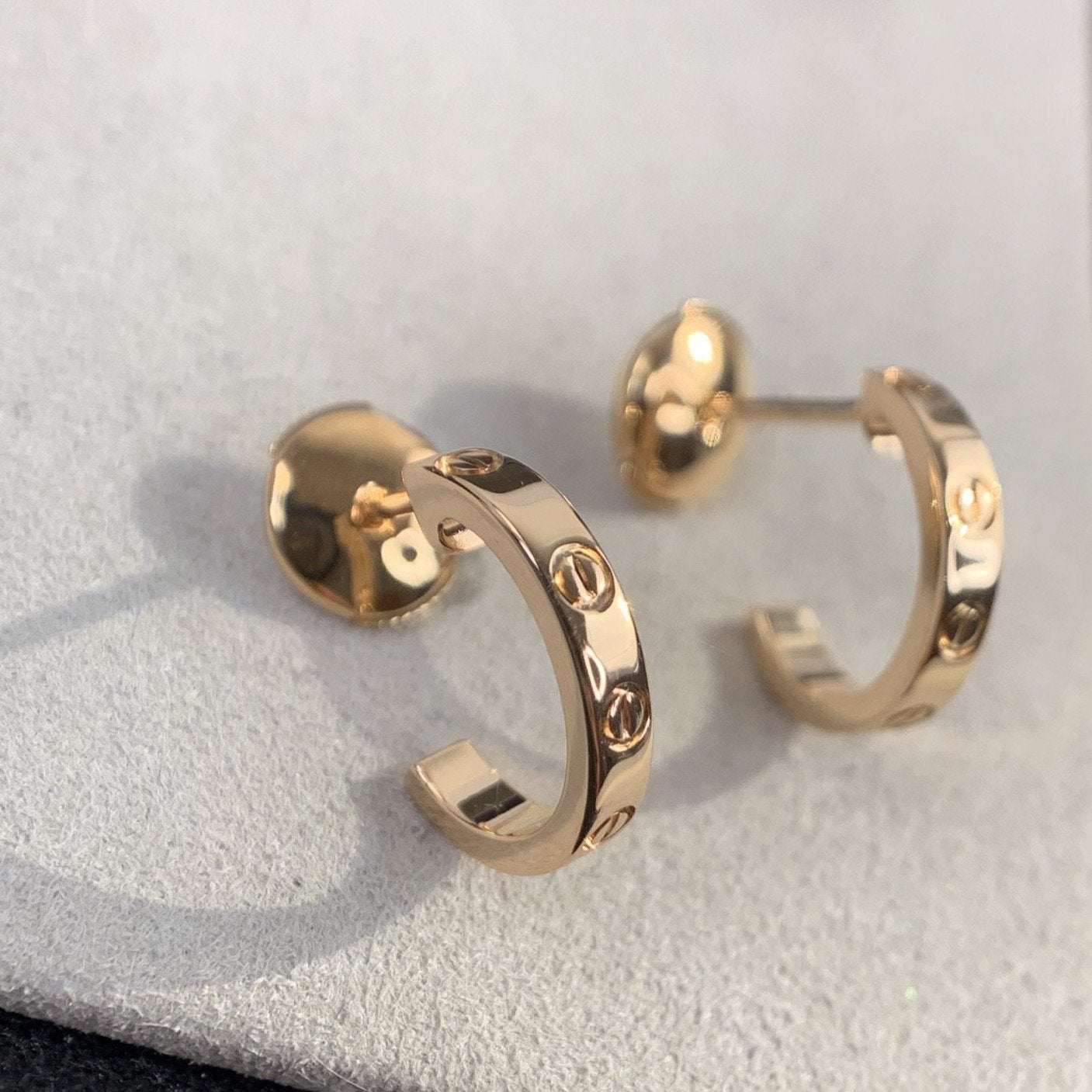 [Pearl Jewelrys]LOVE EARRINGS 2.65MM PINK GOLD