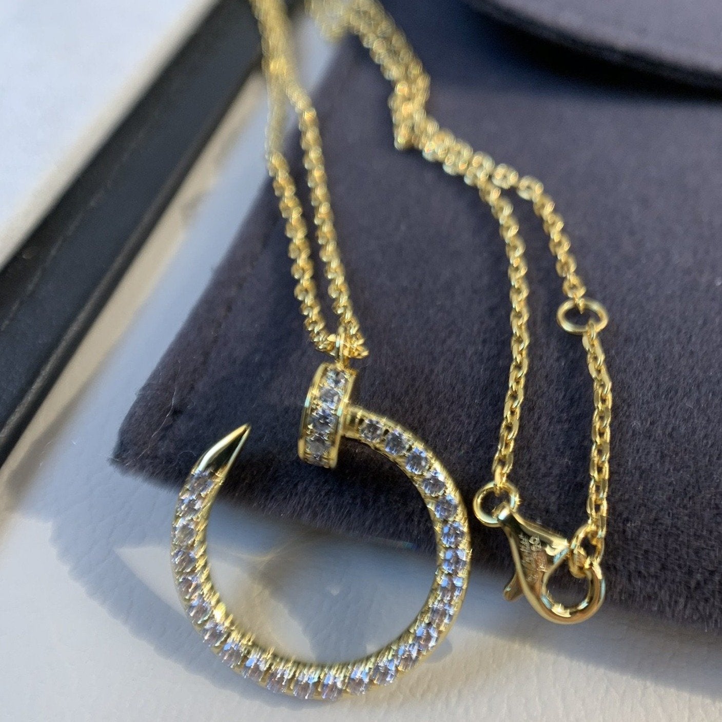 [Pearl Jewelrys]JUSTE NECKLACE GOLD DIAMONDS