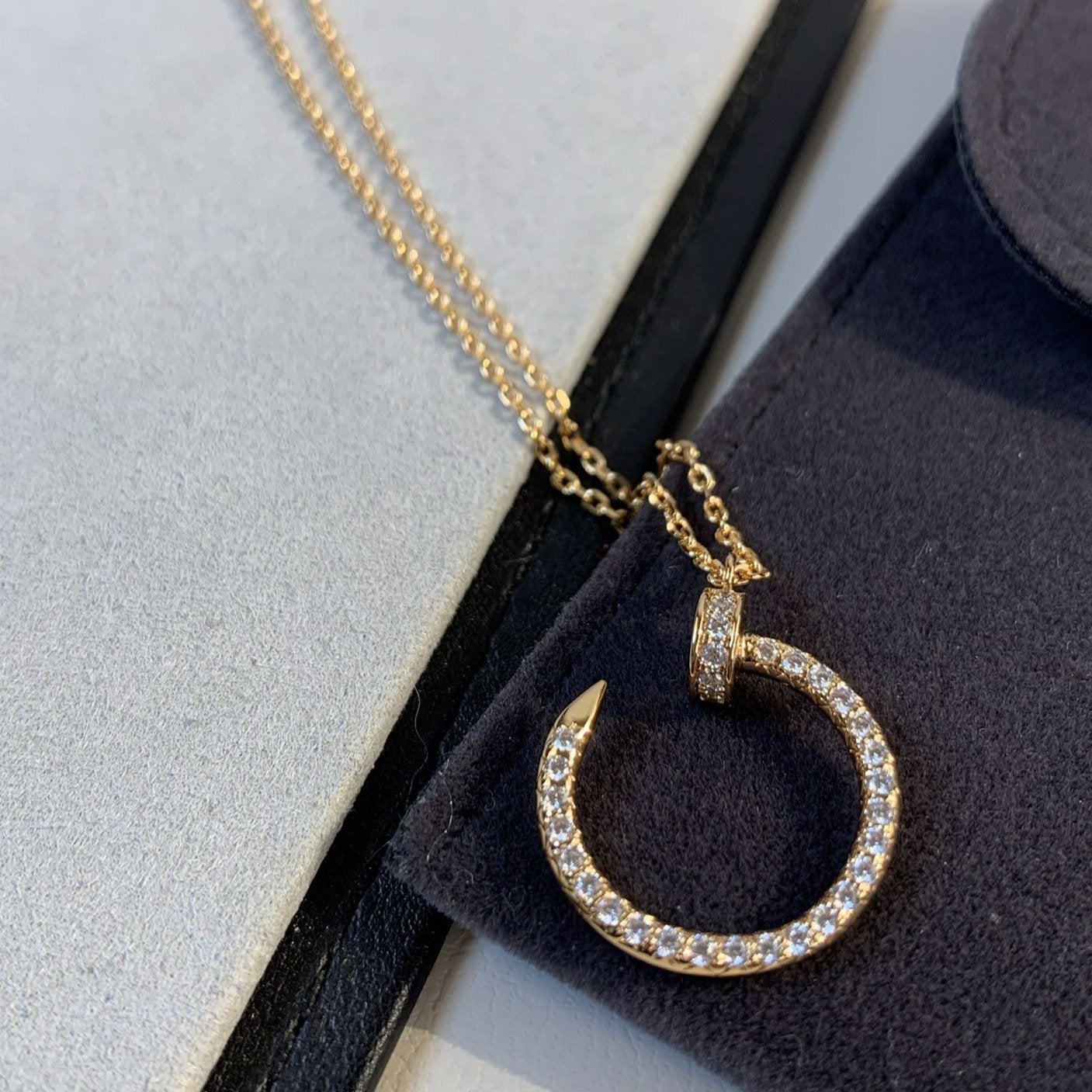 [Pearl Jewelrys]JUSTE NECKLACE PINK GOLD DIAMONDS