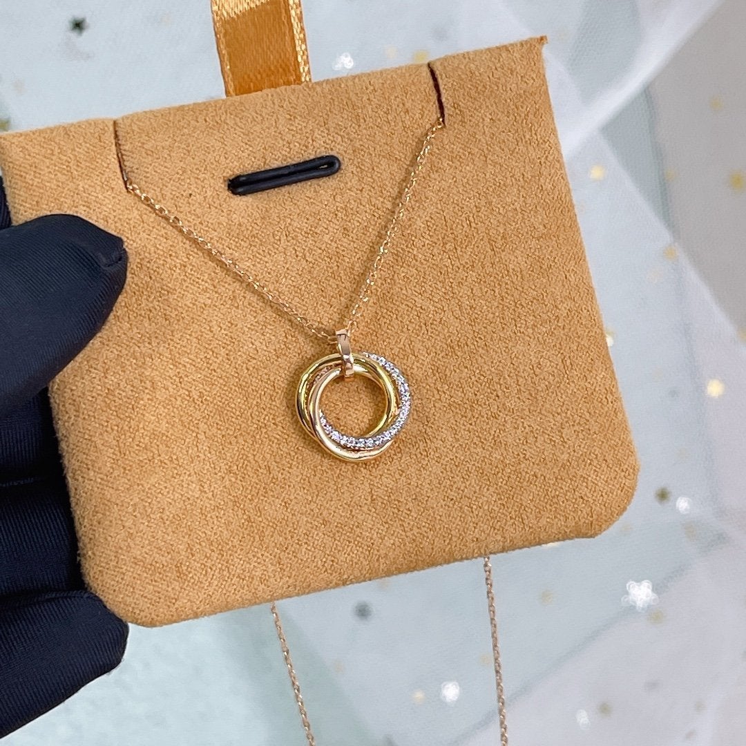 [Pearl Jewelrys]TRINITY NECKLACE SILVER GOLD PINK GOLD DIAMONDS