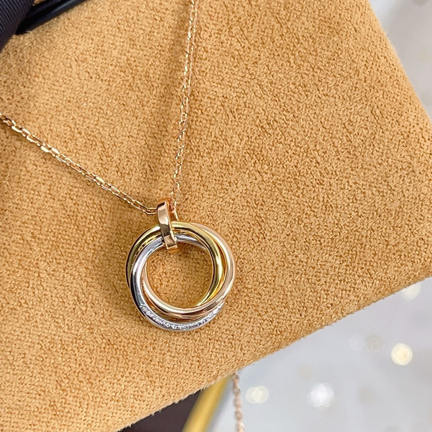 [Pearl Jewelrys]TRINITY NECKLACE SILVER GOLD PINK GOLD DIAMONDS