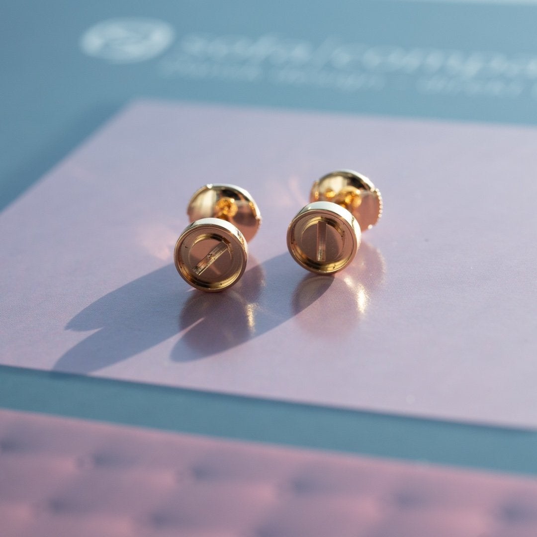 [Pearl Jewelrys]LOVE EARRINGS PINK GOLD 10MM