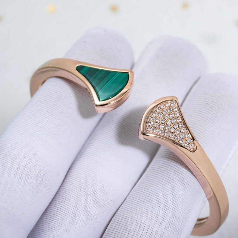 [Pearl Jewelrys]DREAM BRACELET OPEN MALACHITE PINK GOLD