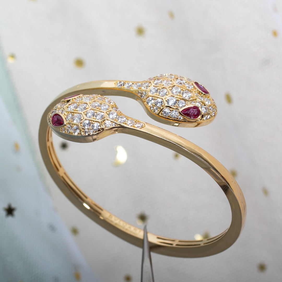 [Pearl Jewelrys]SERPENTI BRACELET PINK GOLD DIAMOND DOUBLE SNAKE