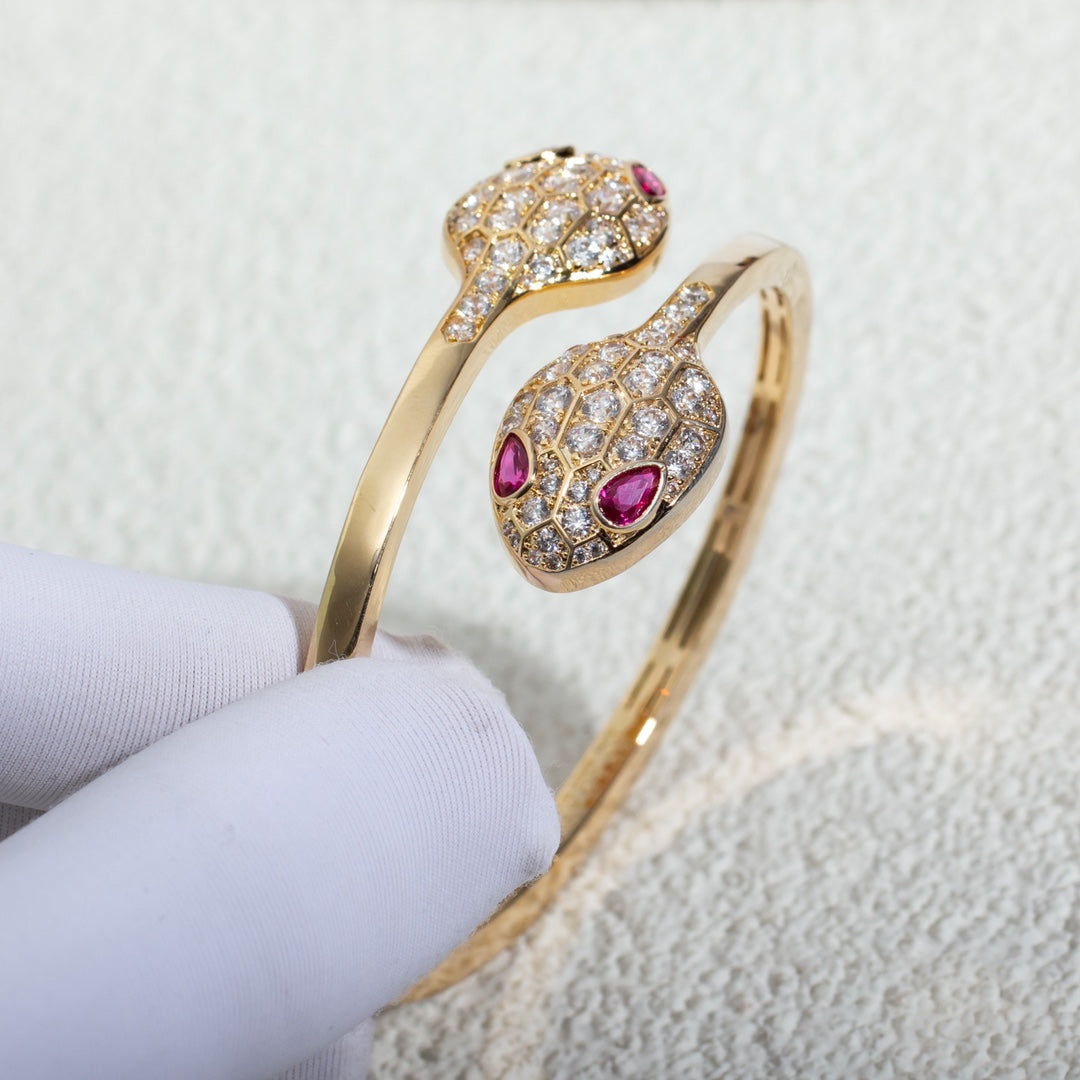 [Pearl Jewelrys]SERPENTI BRACELET PINK GOLD DIAMOND DOUBLE SNAKE