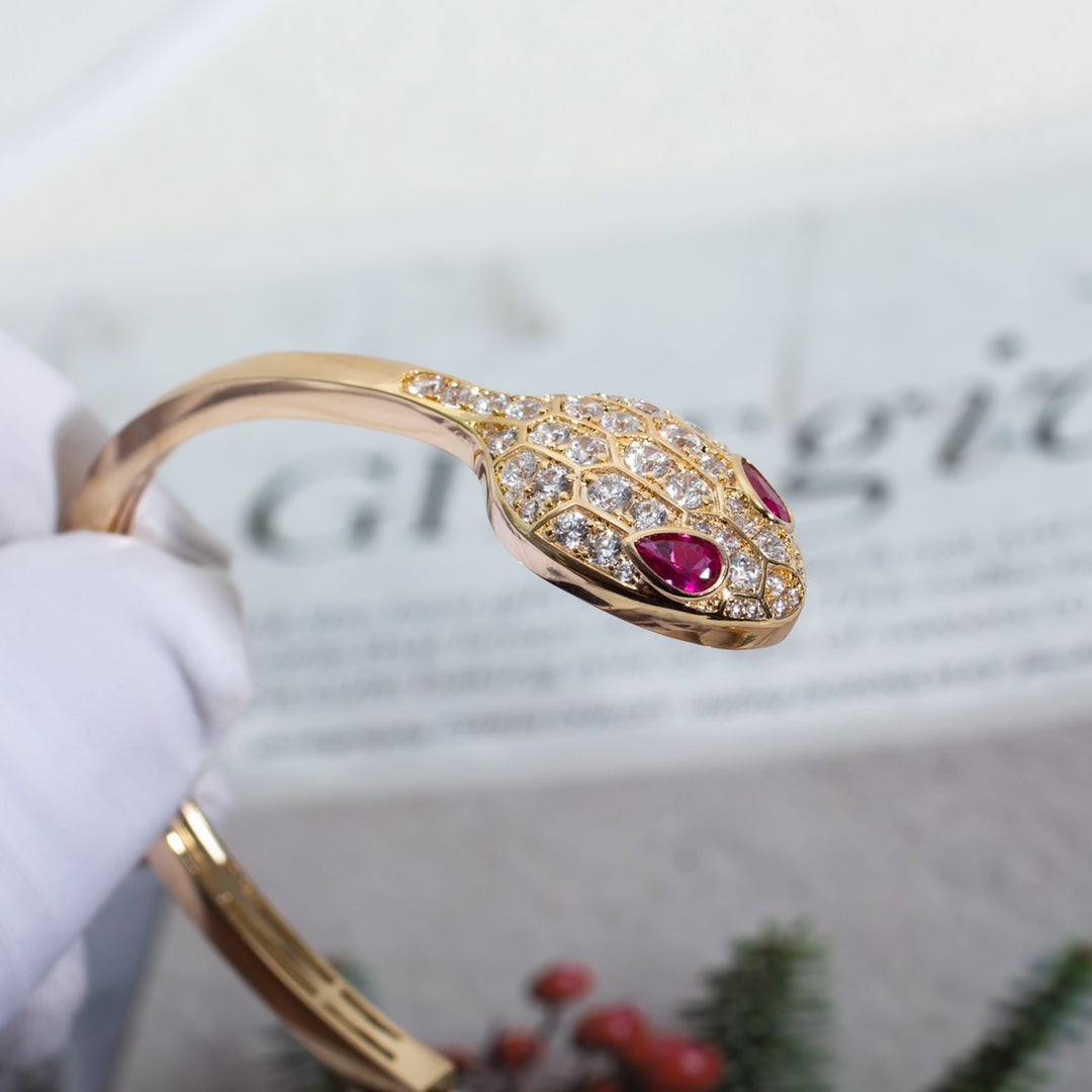 [Pearl Jewelrys]SERPENTI BRACELET PINK GOLD DIAMOND DOUBLE SNAKE