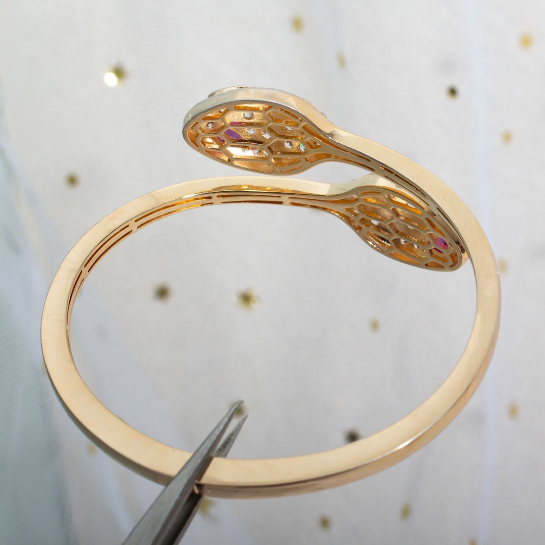 [Pearl Jewelrys]SERPENTI BRACELET PINK GOLD DIAMOND DOUBLE SNAKE