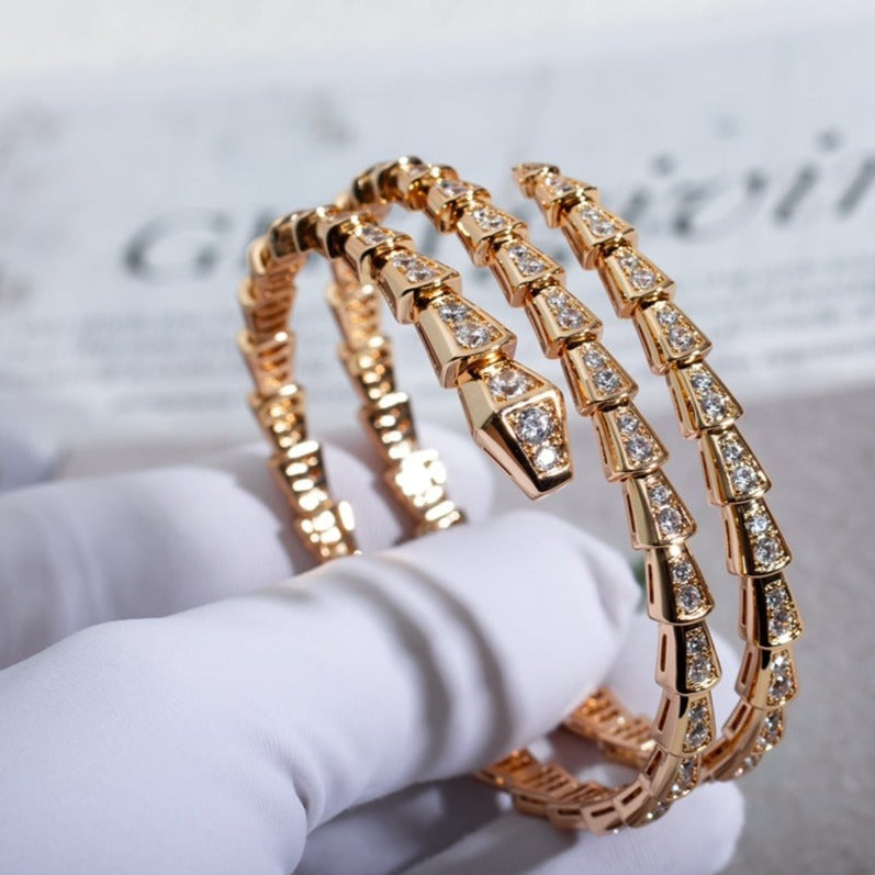 [Pearl Jewelrys]SERPENTI BRACELET PINK GOLD DIAMOND DOUBLE ROW