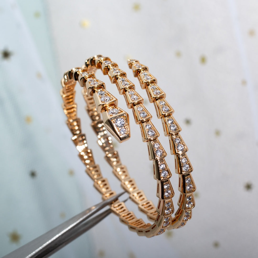 [Pearl Jewelrys]SERPENTI BRACELET PINK GOLD DIAMOND DOUBLE ROW