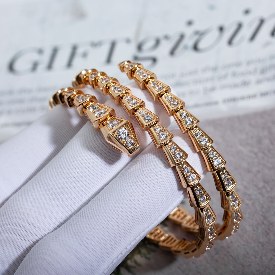 [Pearl Jewelrys]SERPENTI BRACELET PINK GOLD DIAMOND DOUBLE ROW