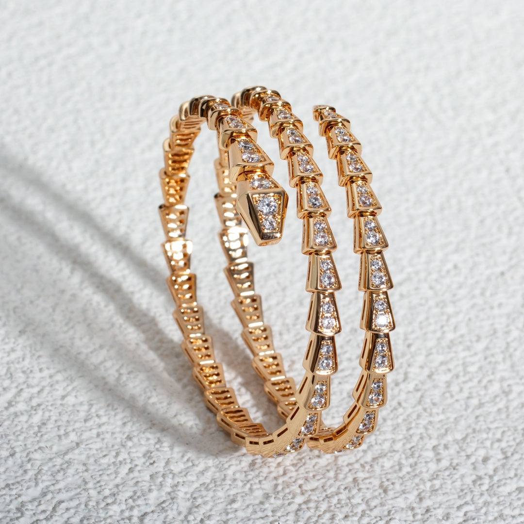 [Pearl Jewelrys]SERPENTI BRACELET PINK GOLD DIAMOND DOUBLE ROW