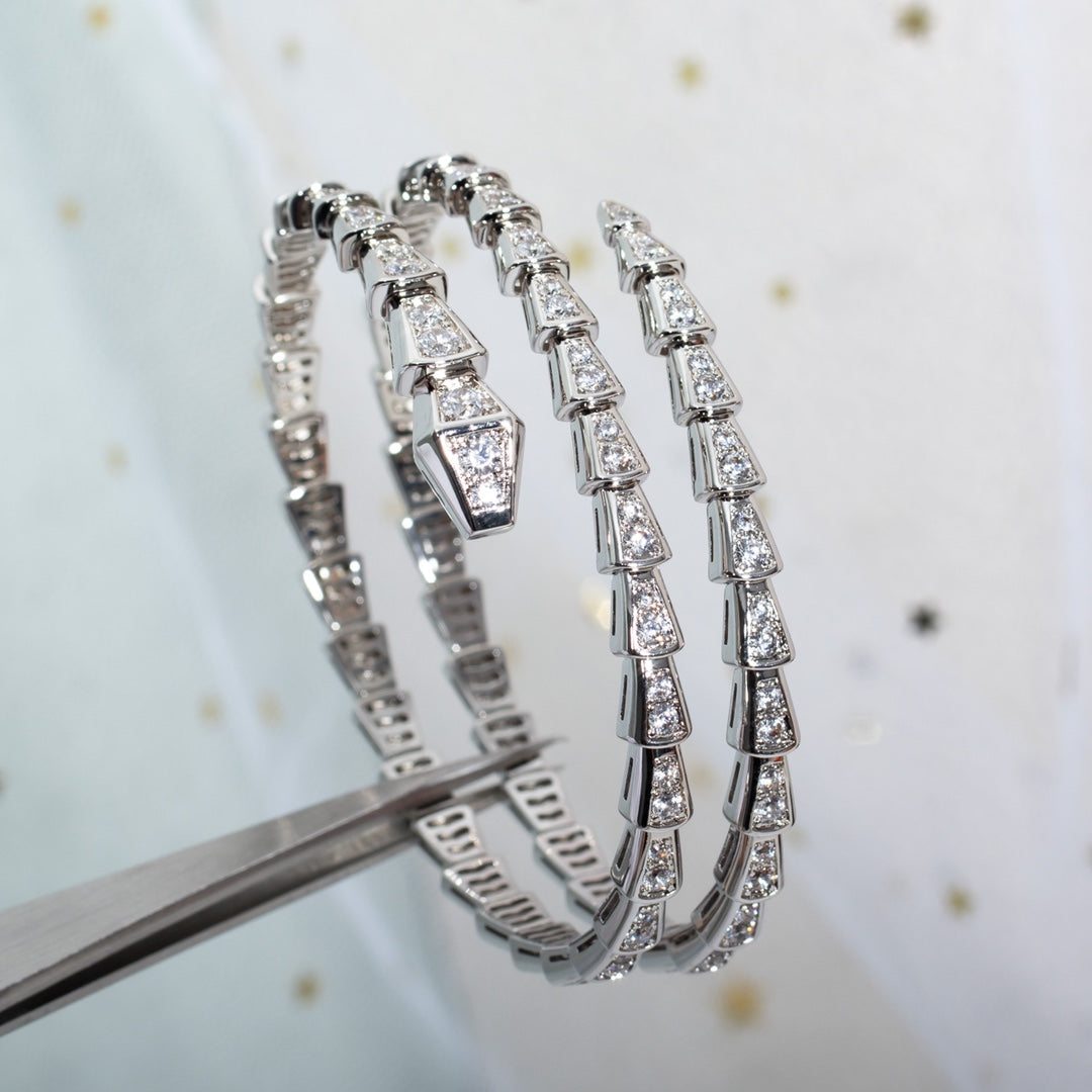[Pearl Jewelrys]SERPENTI BRACELET SILVER DIAMOND DOUBLE ROW