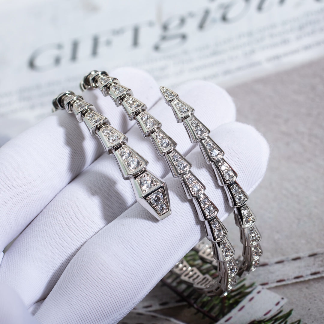 [Pearl Jewelrys]SERPENTI BRACELET SILVER DIAMOND DOUBLE ROW
