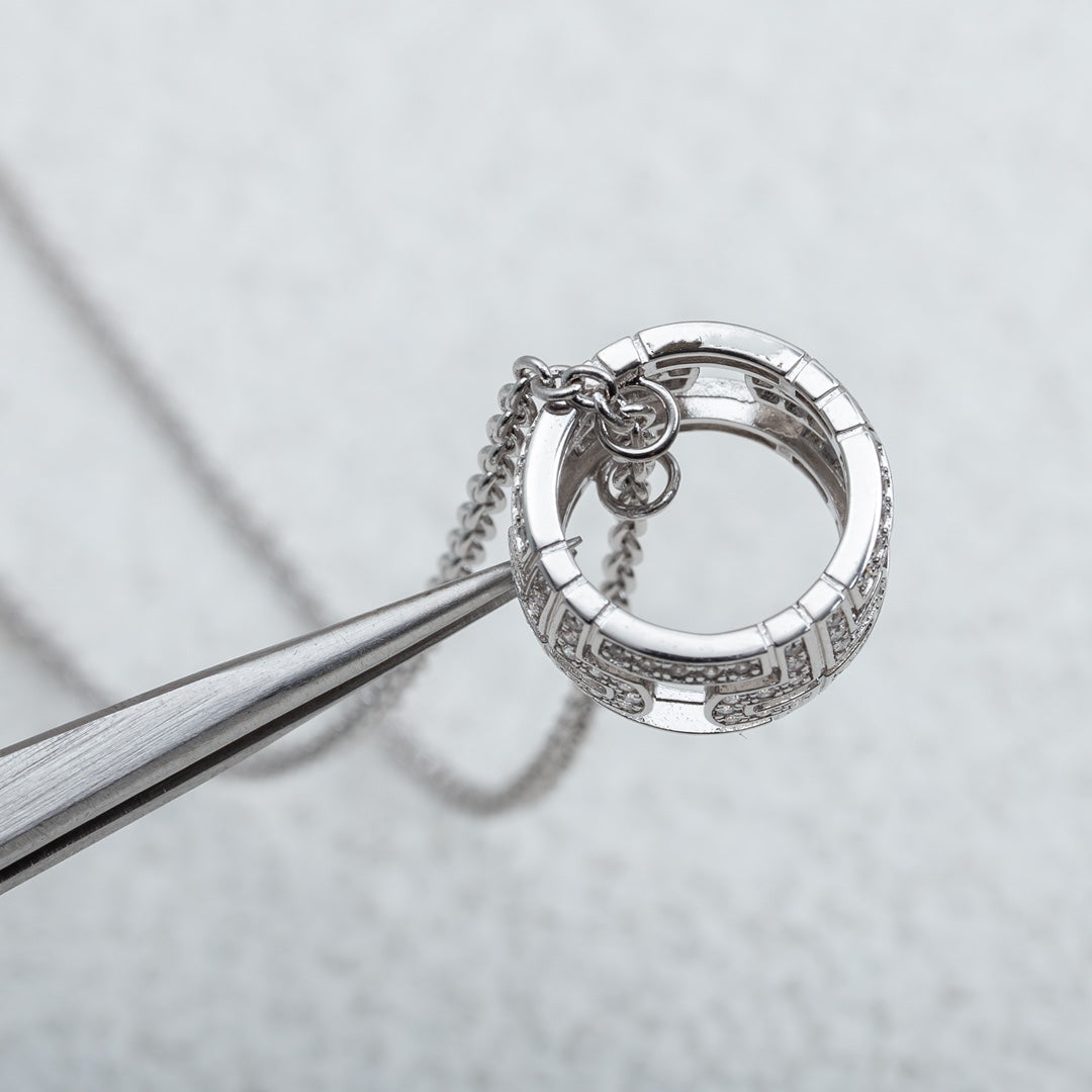 [Pearl Jewelrys]PARENTESI NECKLACE SILVER DIAMOND