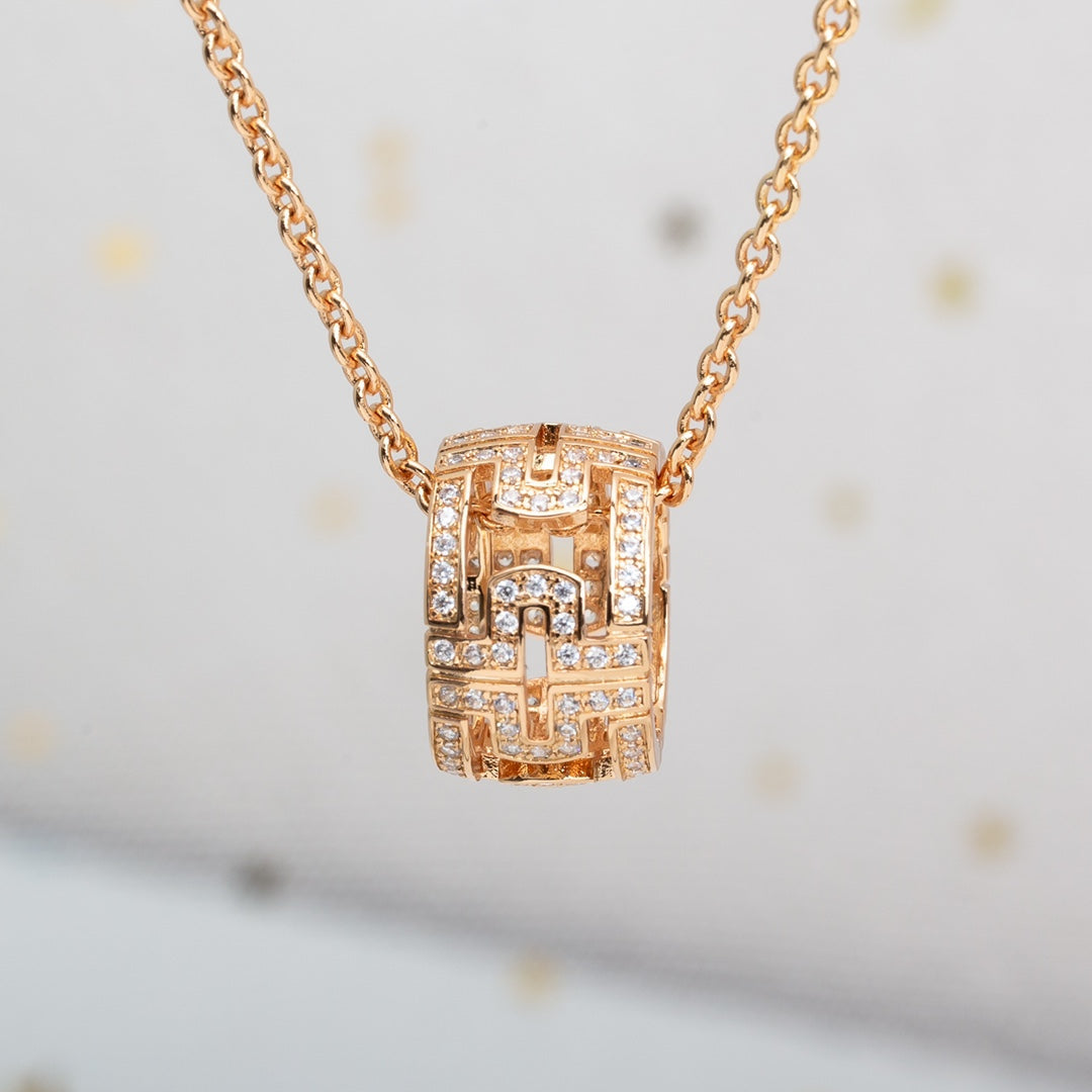 [Pearl Jewelrys]PARENTESI NECKLACE PINK GOLD DIAMOND