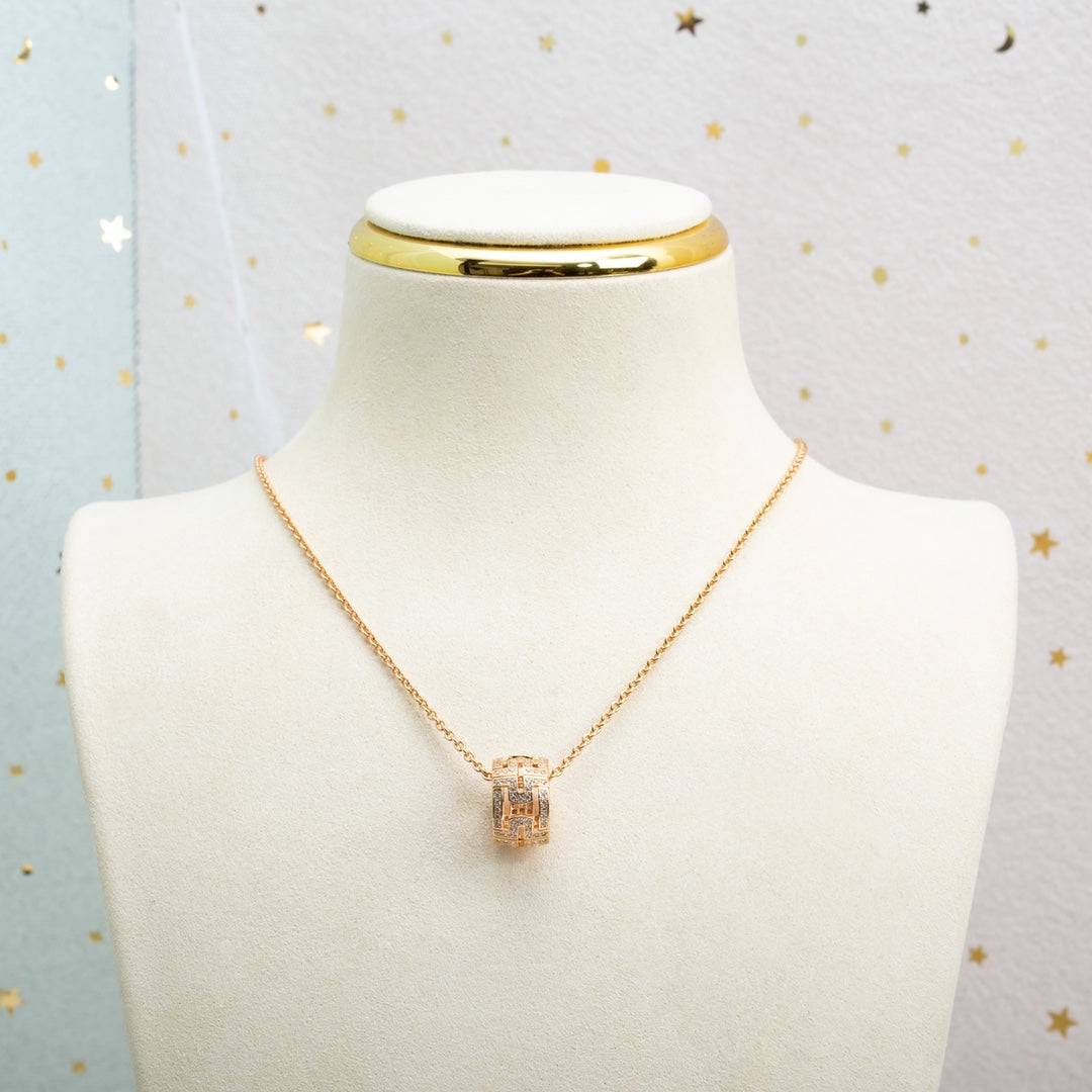 [Pearl Jewelrys]PARENTESI NECKLACE PINK GOLD DIAMOND