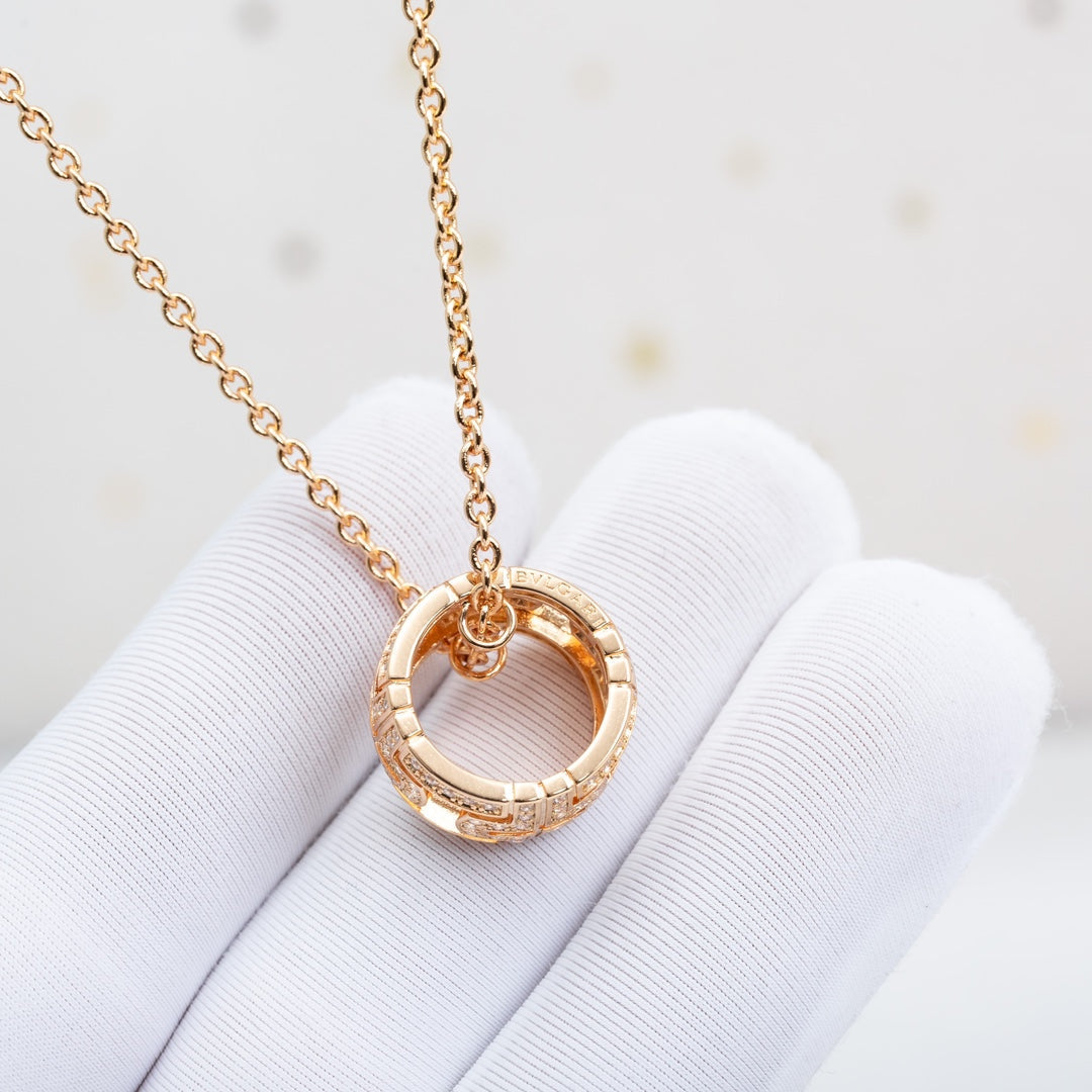 [Pearl Jewelrys]PARENTESI NECKLACE PINK GOLD DIAMOND