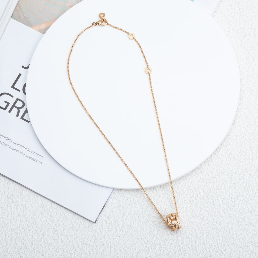 [Pearl Jewelrys]PARENTESI NECKLACE PINK GOLD DIAMOND
