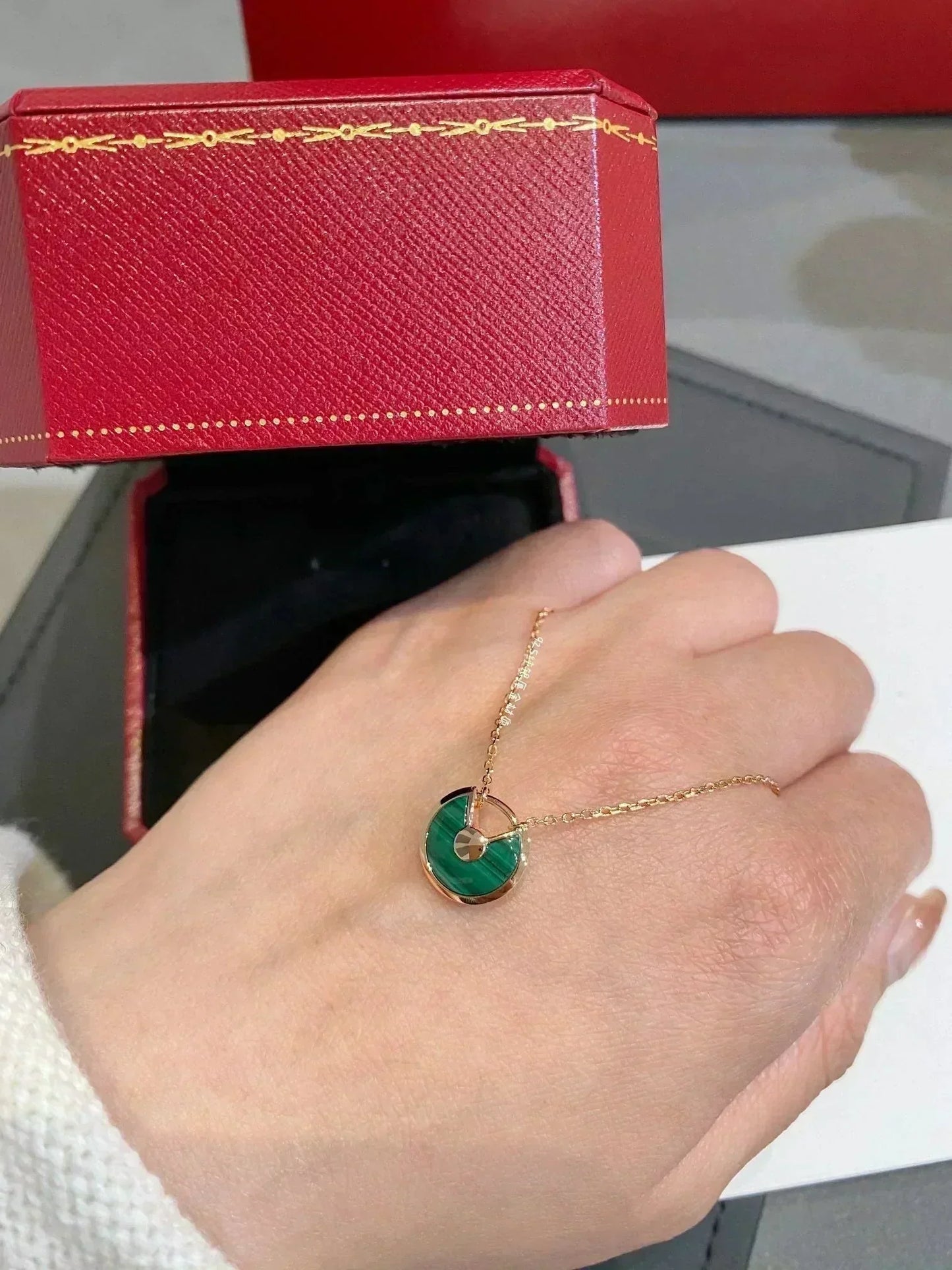 [Pearl Jewelrys]AMULETTE ROSE GOLD MALACHITE NECKLACE