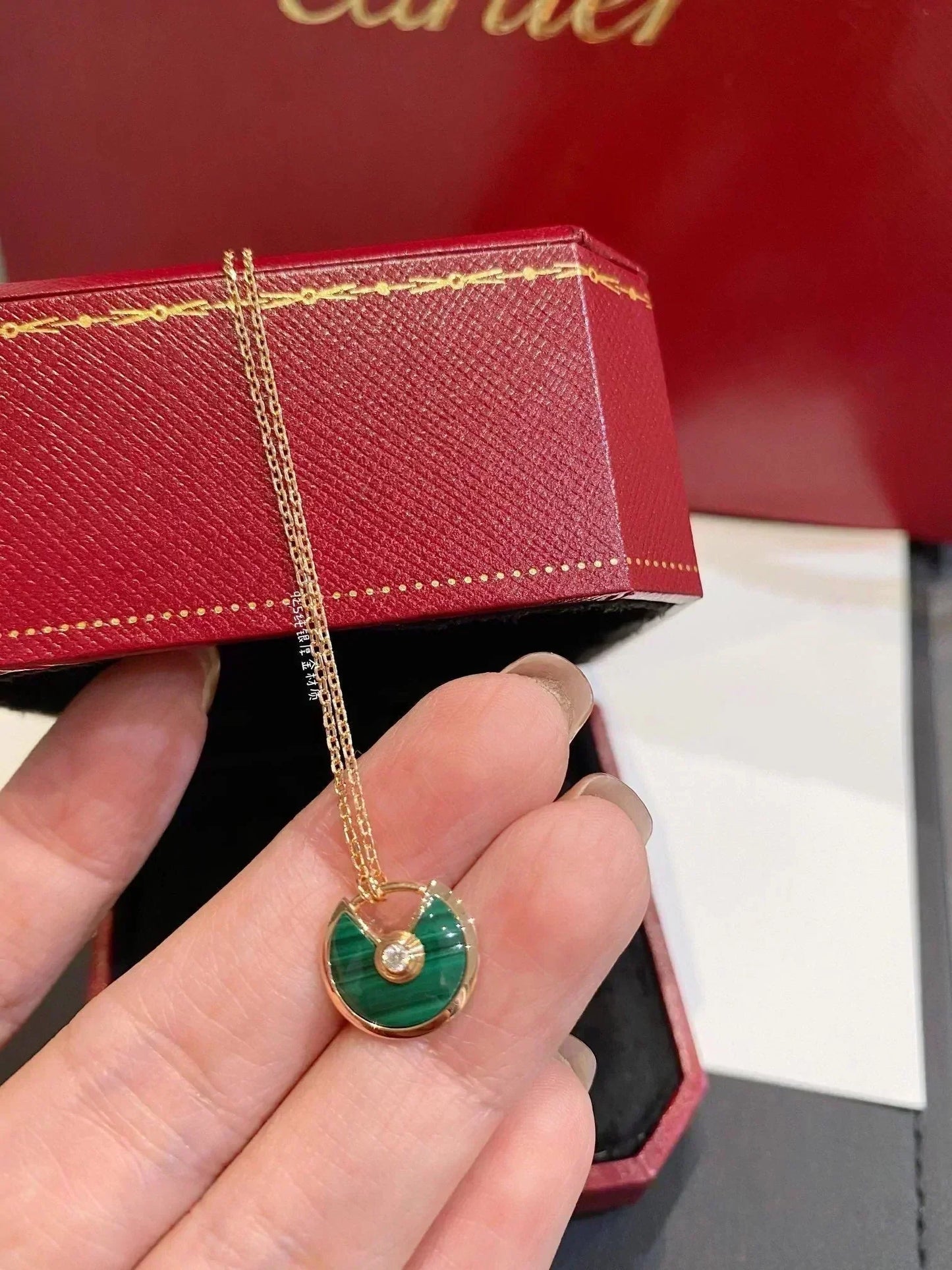 [Pearl Jewelrys]AMULETTE ROSE GOLD MALACHITE NECKLACE