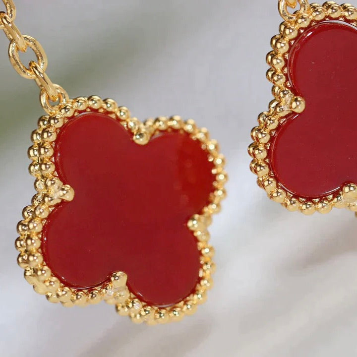 [Pearl Jewelrys]CLOVER  2 MOTIF  TIGER EYE CARNELIAN EARRINGS
