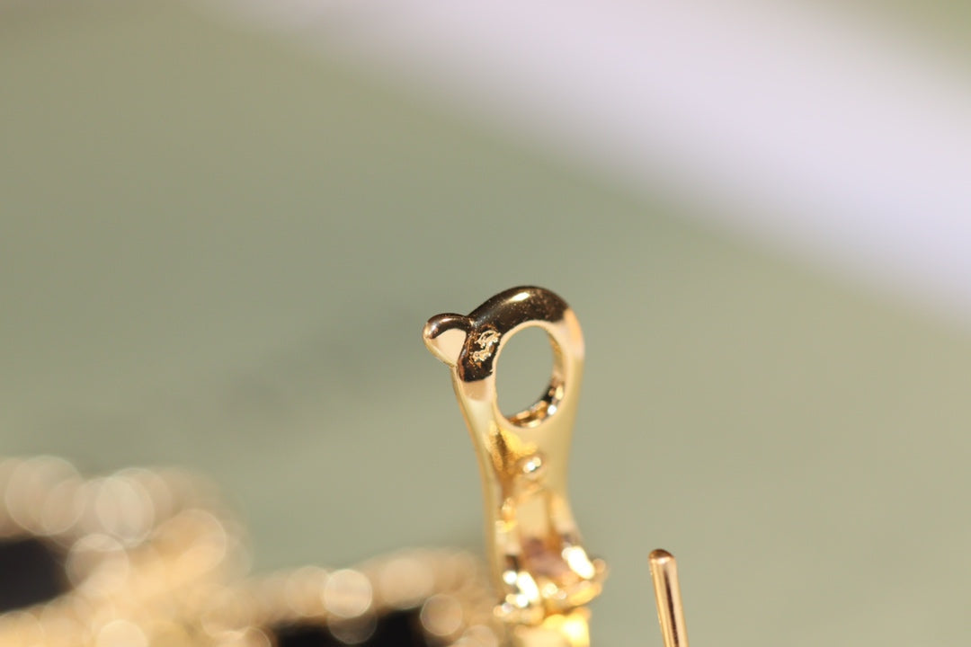 [Pearl Jewelrys]CLOVER EARRINGS GOLD ONYX MOP 3 MOTIF