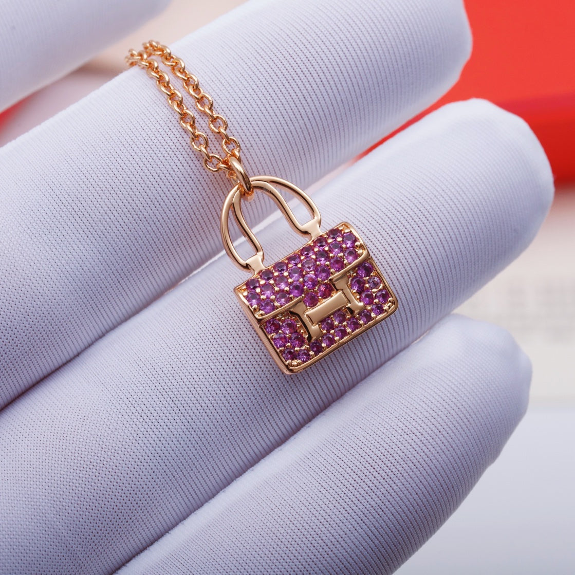 [Pearl Jewelrys]CONSTANCE PEDANT PURPLE DIAMOND NECKLACE