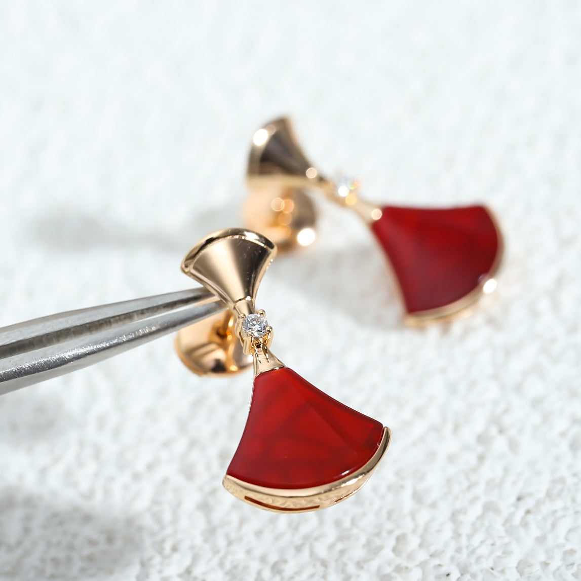 [Pearl Jewelrys]DREAM Carnelian PINK GOLD EARRINGS