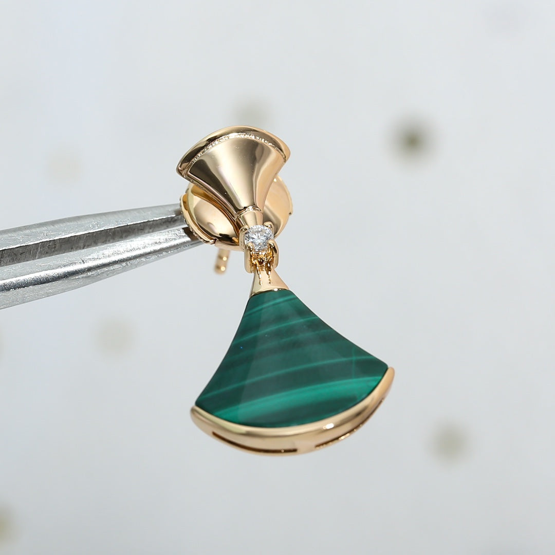 [Pearl Jewelrys]DREAM MALACHITE PINK GOLD EARRINGS