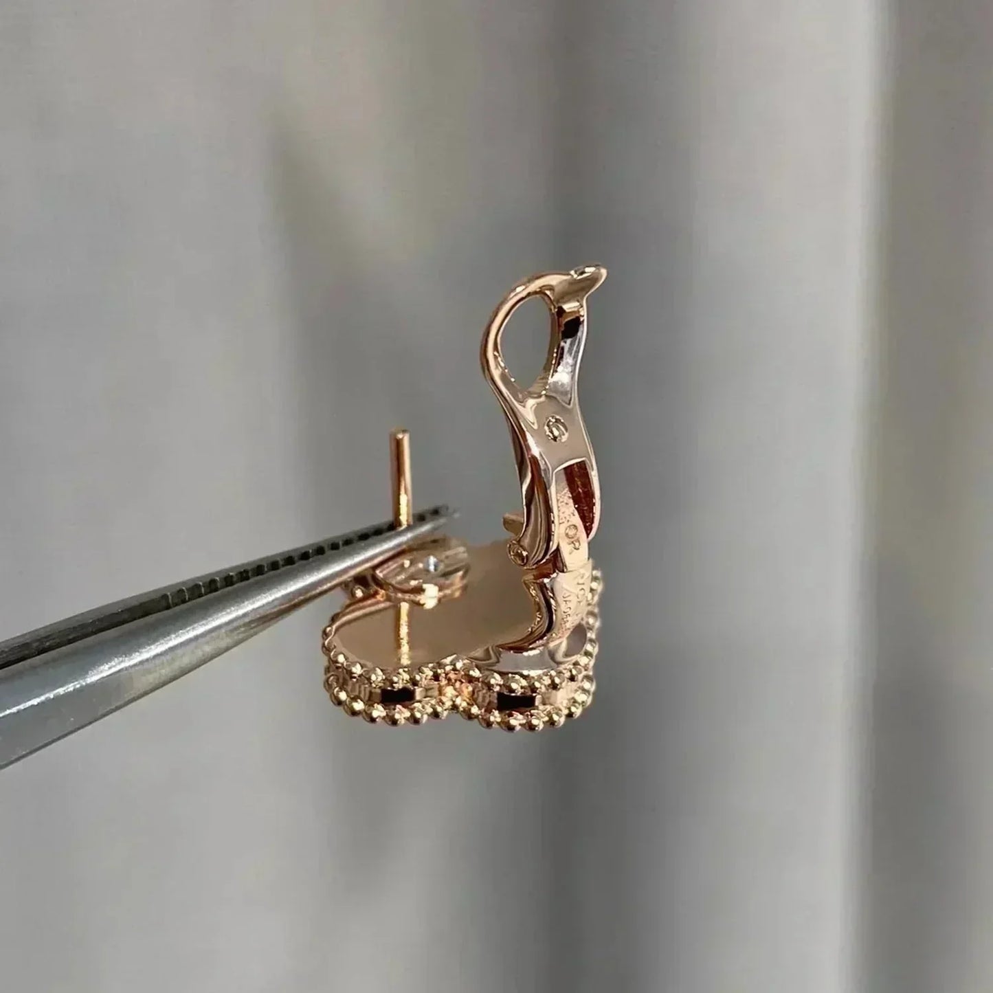 [Pearl Jewelrys]CLOVER MEDIUM 1 MOTIFS  PINK MOP DIAMOND EARRINGS