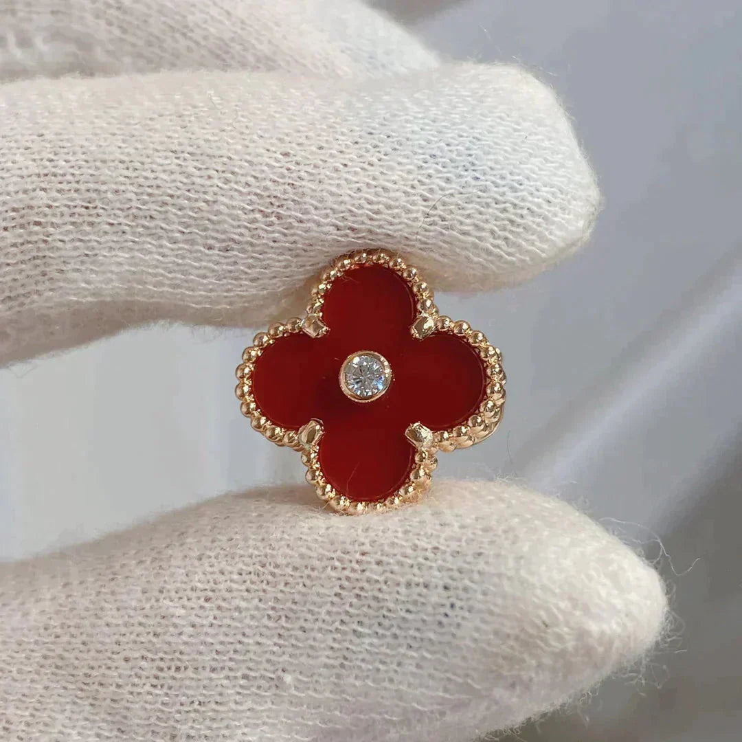[Pearl Jewelrys]CLOVER MEDIUM 1 MOTIFS CARNELIAN  DIAMOND earrings