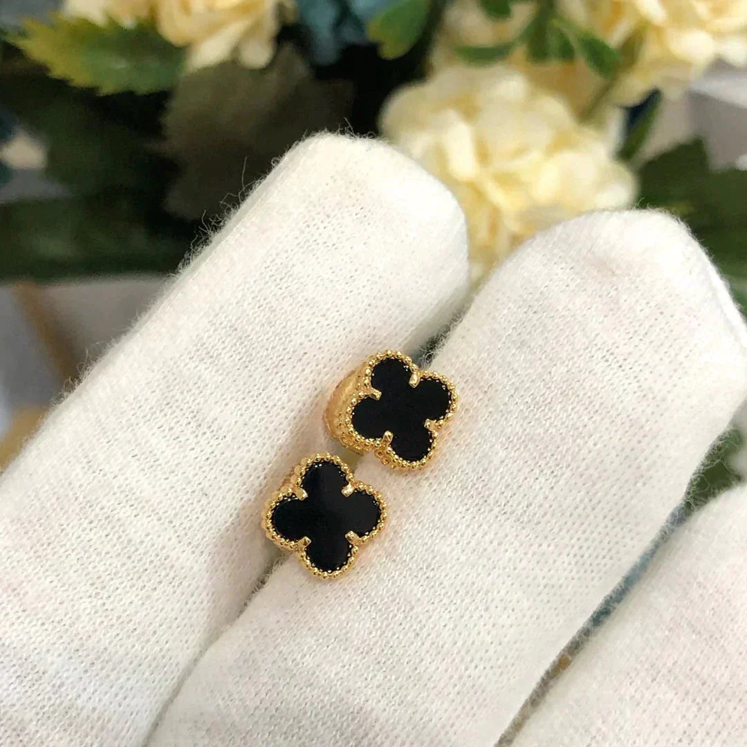 [Pearl Jewelrys]CLOVER MINI 9.5MM BLACK MOP EARRINGS