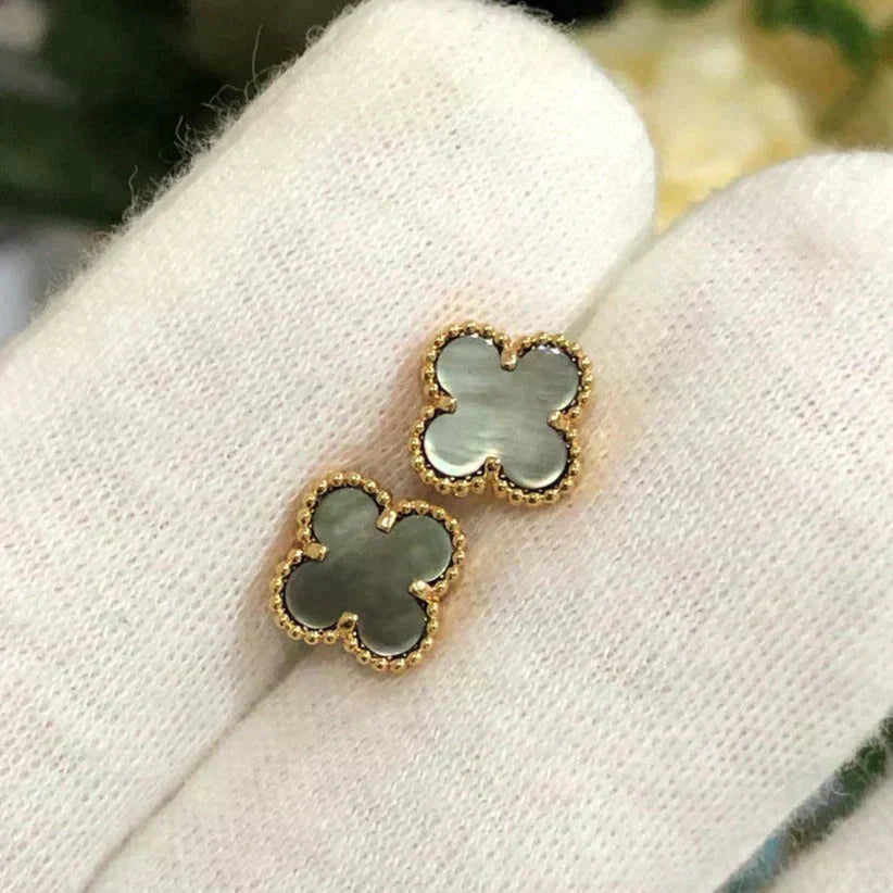 [Pearl Jewelrys]CLOVER MINI 9.5MM GRAY MOP EARRINGS