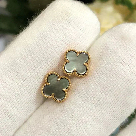 [Pearl Jewelrys]CLOVER MINI 9.5MM GRAY MOP EARRINGS