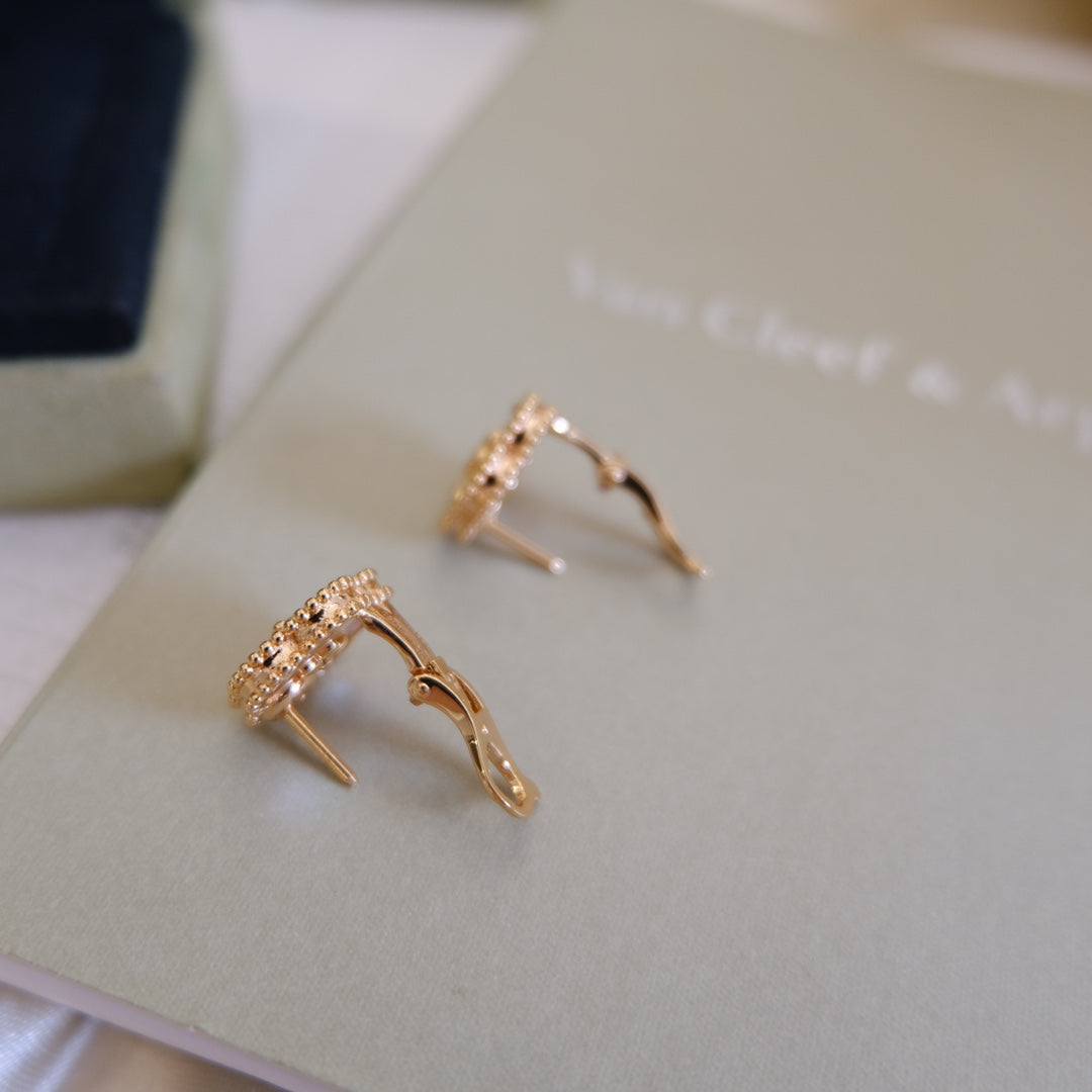 [Pearl Jewelrys]LUCKY PINK GOLD WHITE MOP EARRINGS
