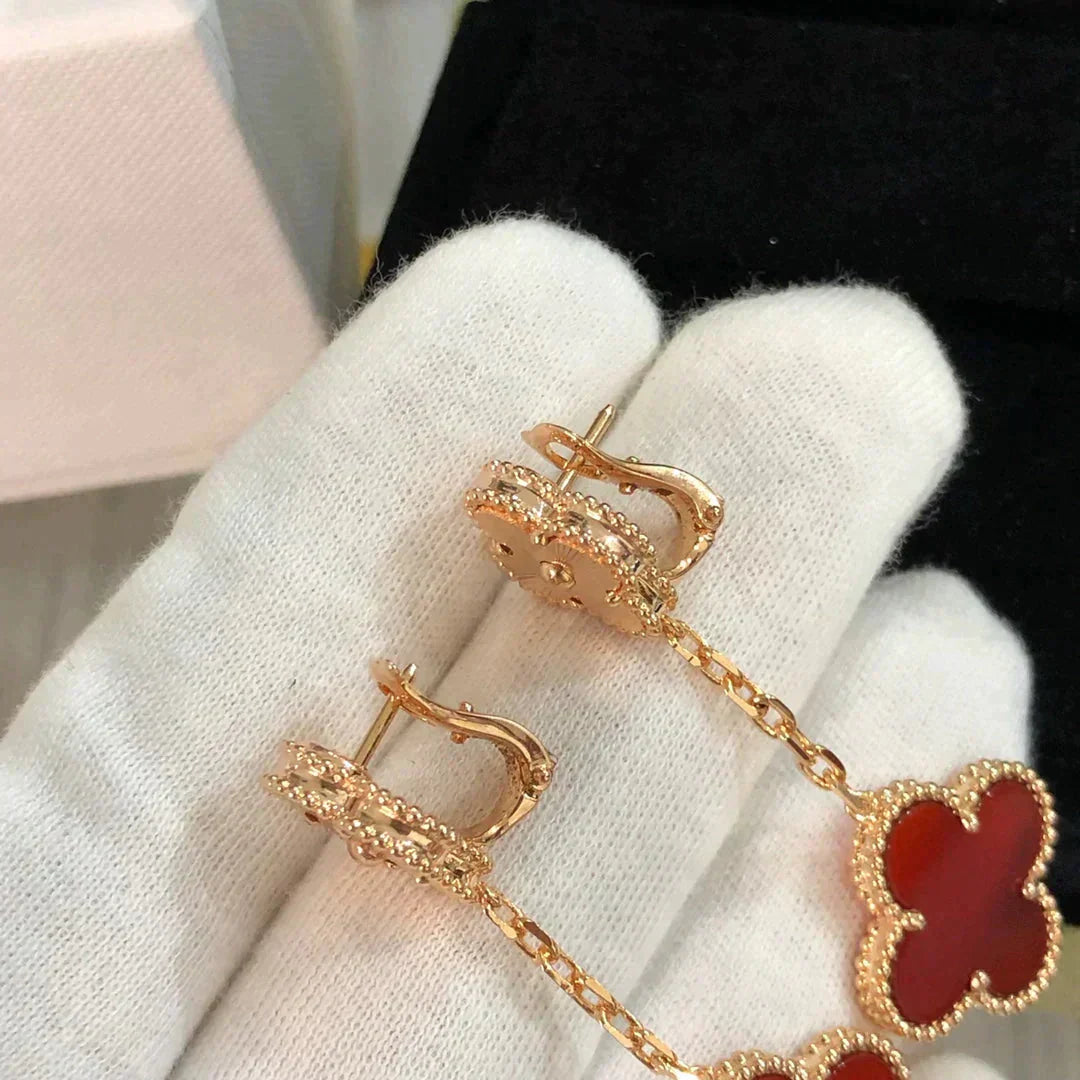 [Pearl Jewelrys]CLOVER 2 MOTIF  LASER CARNELIAN EARRINGS