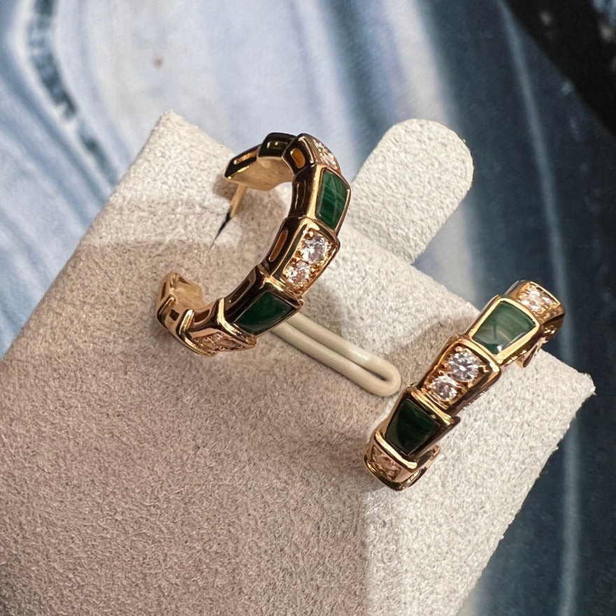 [Pearl Jewelrys]SERPENTI MALACHITE PINK GOLD EARRINGS