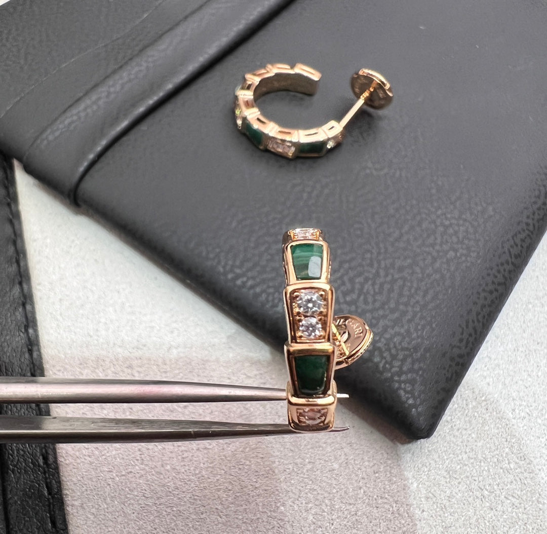 [Pearl Jewelrys]SERPENTI MALACHITE PINK GOLD EARRINGS