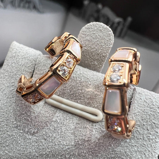 [Pearl Jewelrys]SERPENTI MOP PINK GOLD EARRINGS