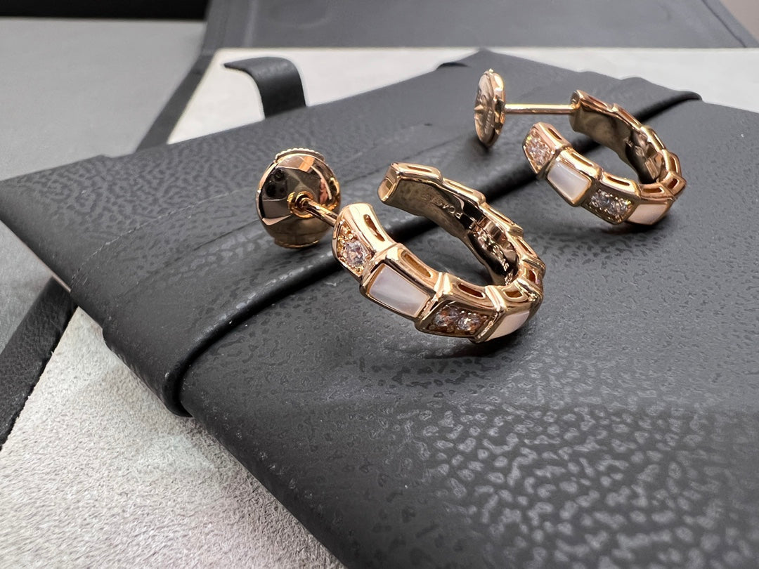[Pearl Jewelrys]SERPENTI MOP PINK GOLD EARRINGS